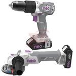 Taladro Percutor y Esmeriladora Angular NEO